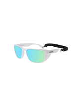 WHITE FRAME WITH REVO BLUE LENS
