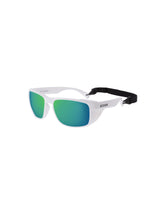 WHITE FRAME WITH GREEN REVO LENS